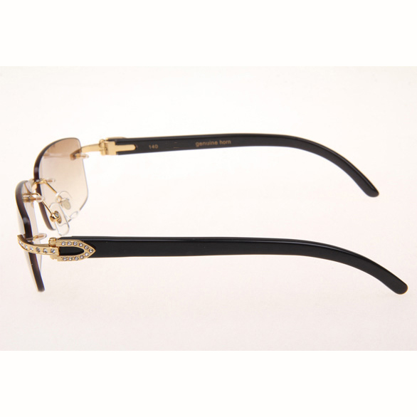 Cartier CT_3524012 Diamond Black Buffalo Eyeglasses In Gold Brown - FashionPlug