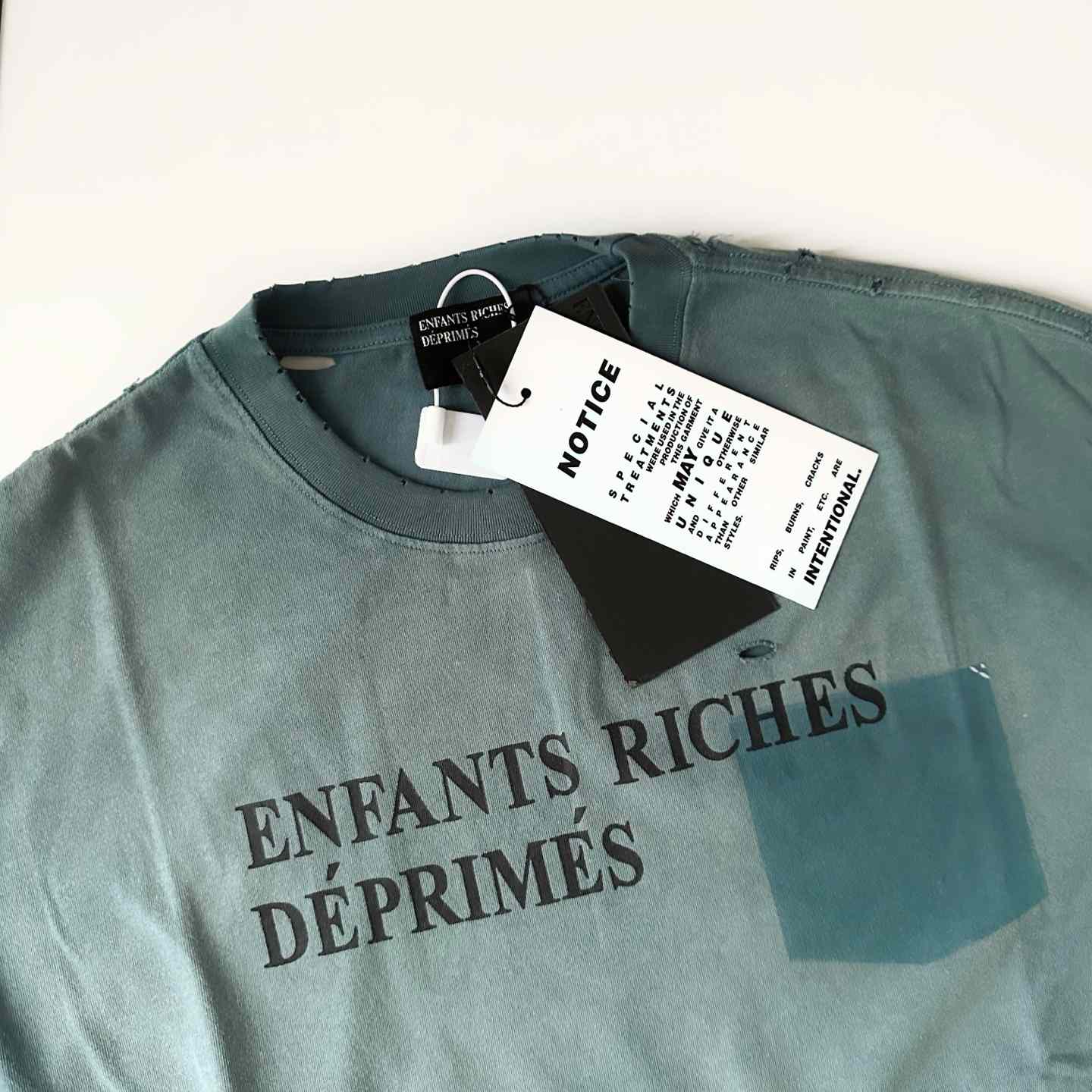 Enfants Riches Déprimés Classic Logo Long-Sleeve T-Shirt 'Stained Blue' - FashionPlug