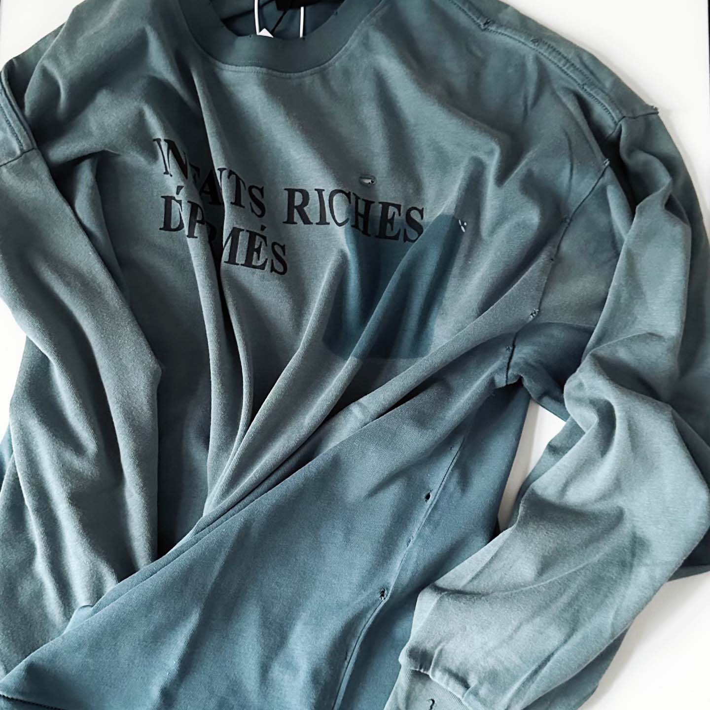 Enfants Riches Déprimés Classic Logo Long-Sleeve T-Shirt 'Stained Blue' - FashionPlug