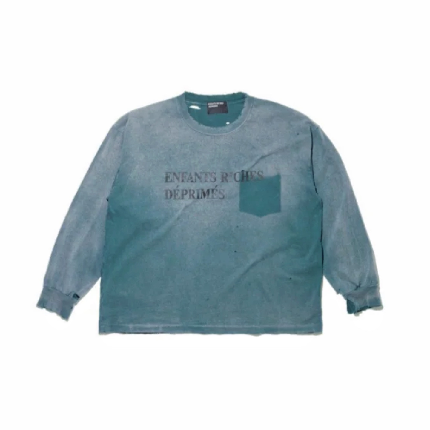 Enfants Riches Déprimés Classic Logo Long-Sleeve T-Shirt 'Stained Blue' - FashionPlug