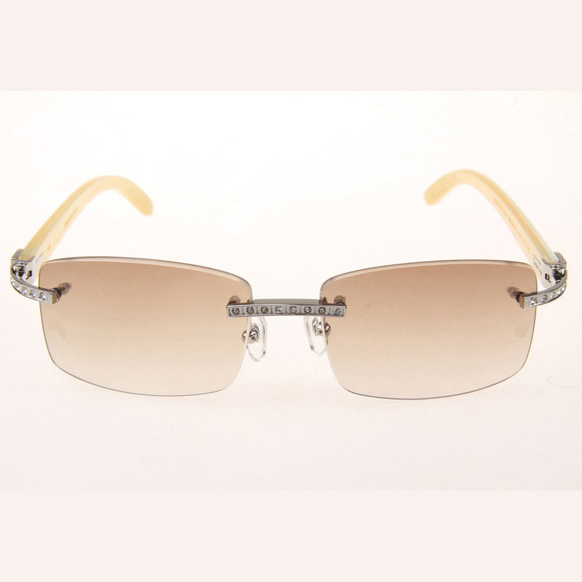 Cartier CT_3524012 Diamond White Buffalo Sunglasses In Silver Brown - FashionPlug