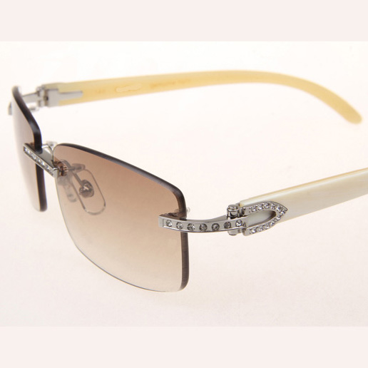 Cartier CT_3524012 Diamond White Buffalo Sunglasses In Silver Brown - FashionPlug