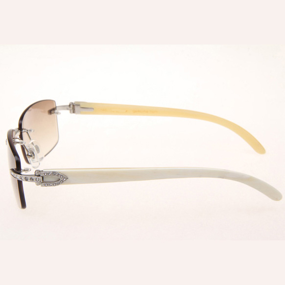 Cartier CT_3524012 Diamond White Buffalo Sunglasses In Silver Brown - FashionPlug