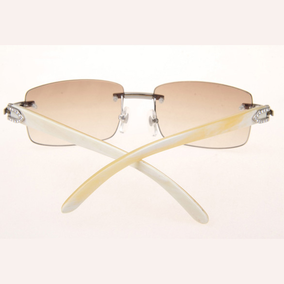 Cartier CT_3524012 Diamond White Buffalo Sunglasses In Silver Brown - FashionPlug