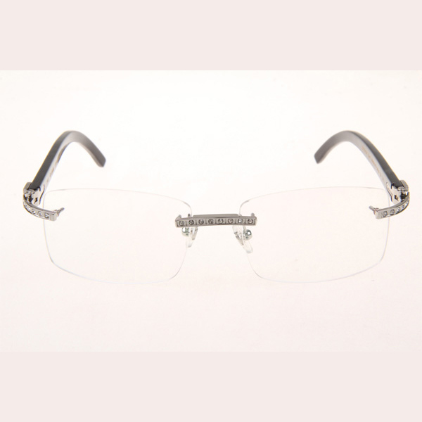Cartier CT_3524012 Diamond Black Buffalo Eyeglasses In Silver - FashionPlug