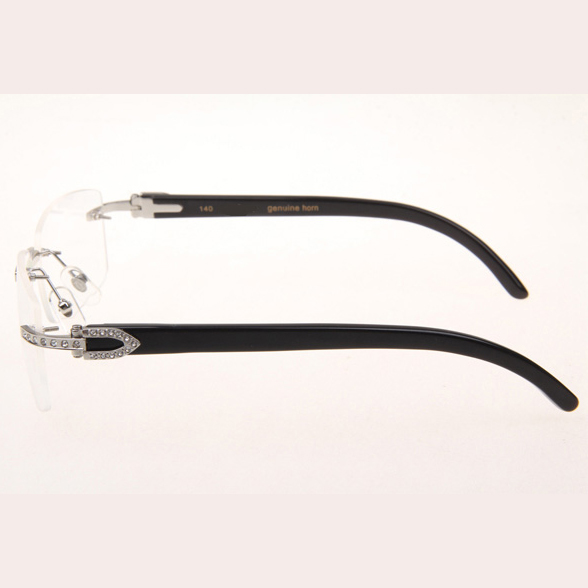 Cartier CT_3524012 Diamond Black Buffalo Eyeglasses In Silver - FashionPlug