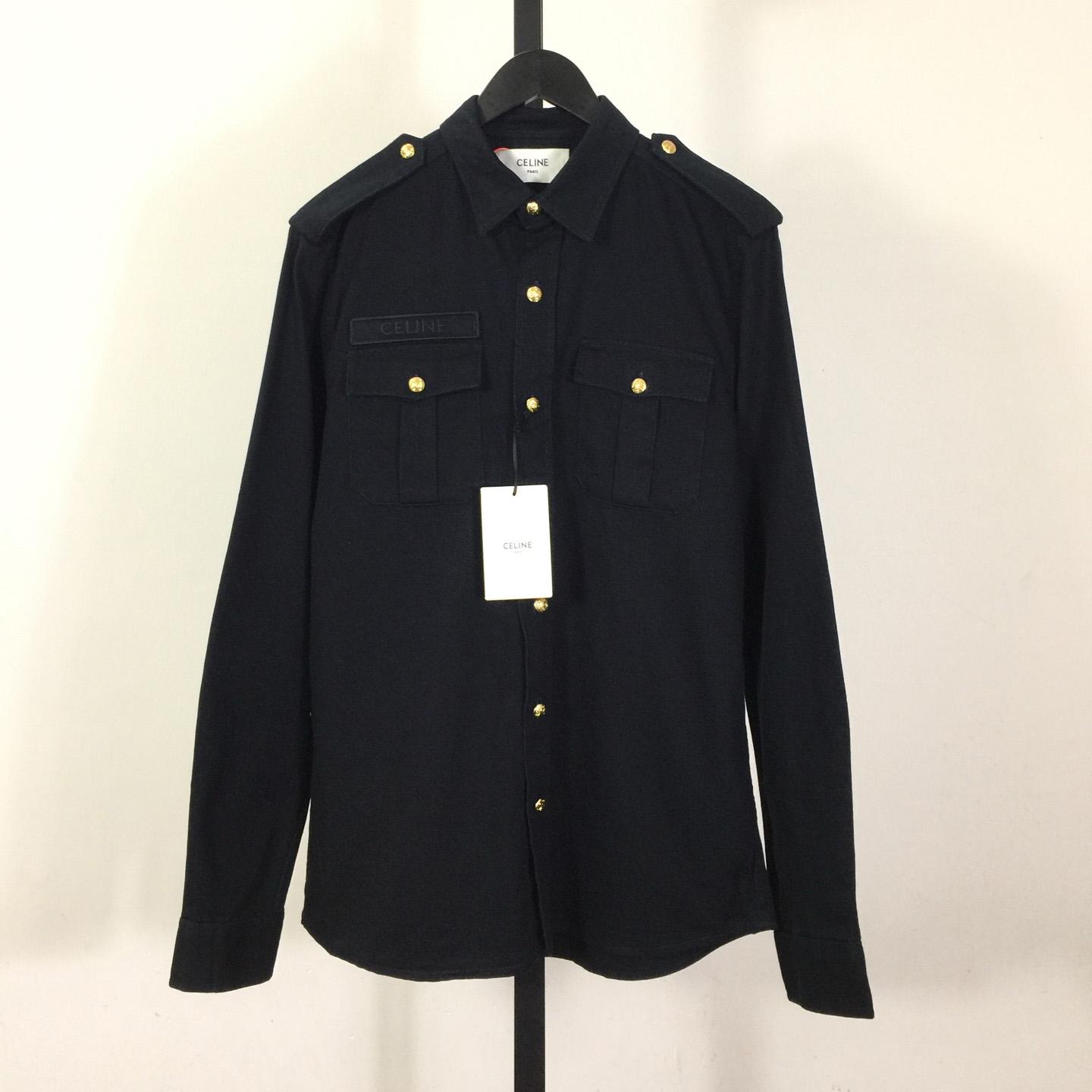 Celine Military Shirt In Cotton Wool Twill - FashionPlug