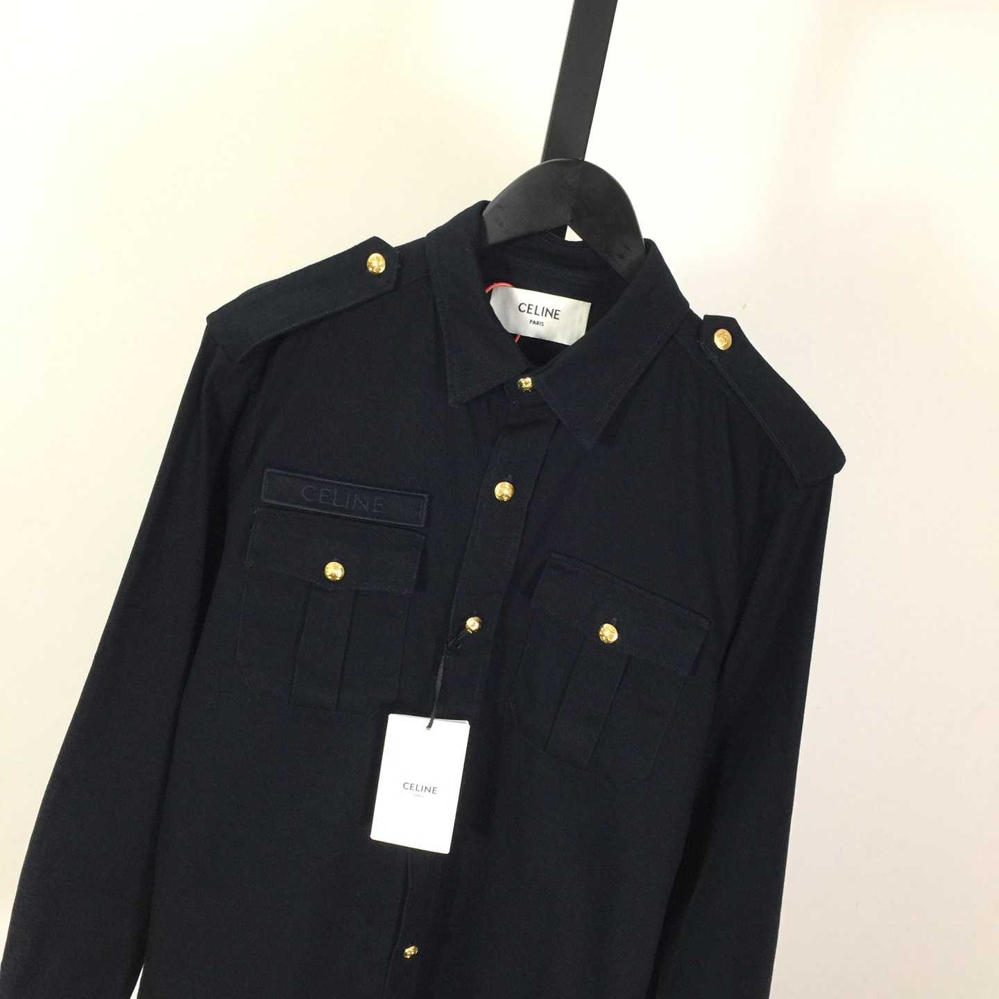Celine Military Shirt In Cotton Wool Twill - FashionPlug