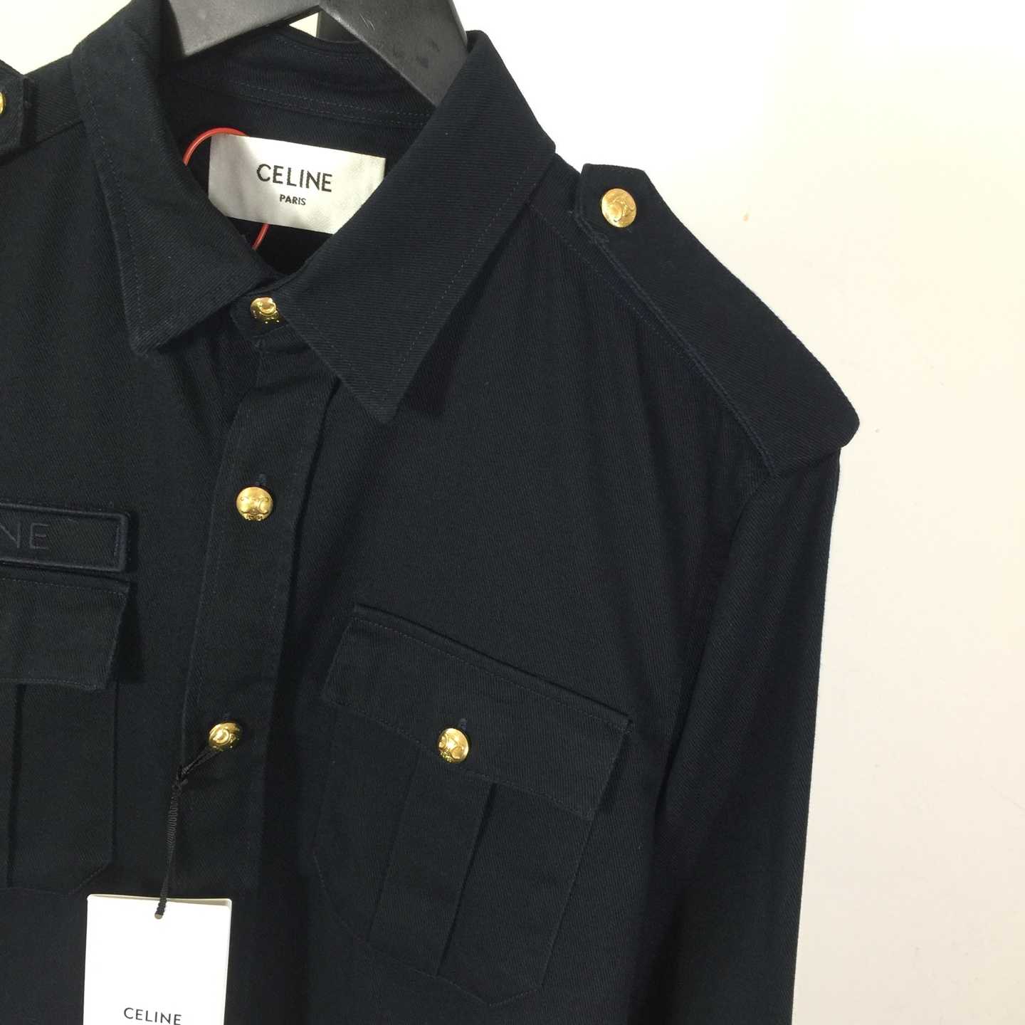 Celine Military Shirt In Cotton Wool Twill - FashionPlug