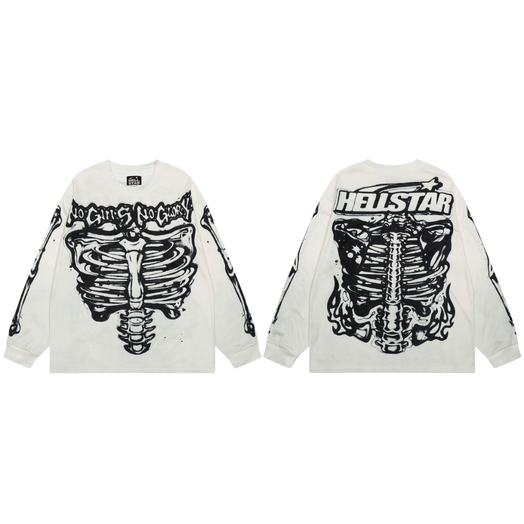 Hellstar Airbrushed Bones Longsleeve Shirt - FashionPlug