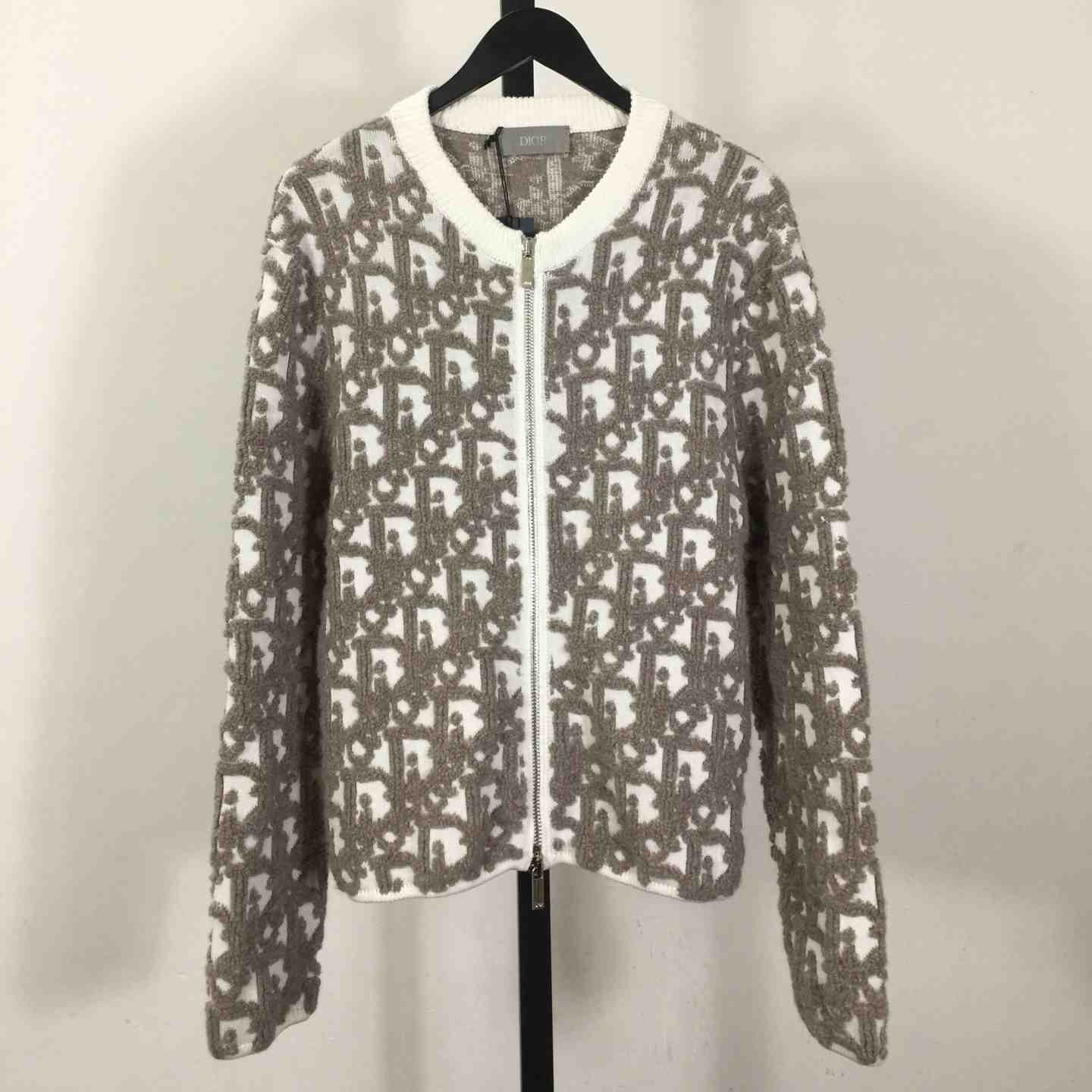 Dior Oblique Cardigan White Wool - FashionPlug