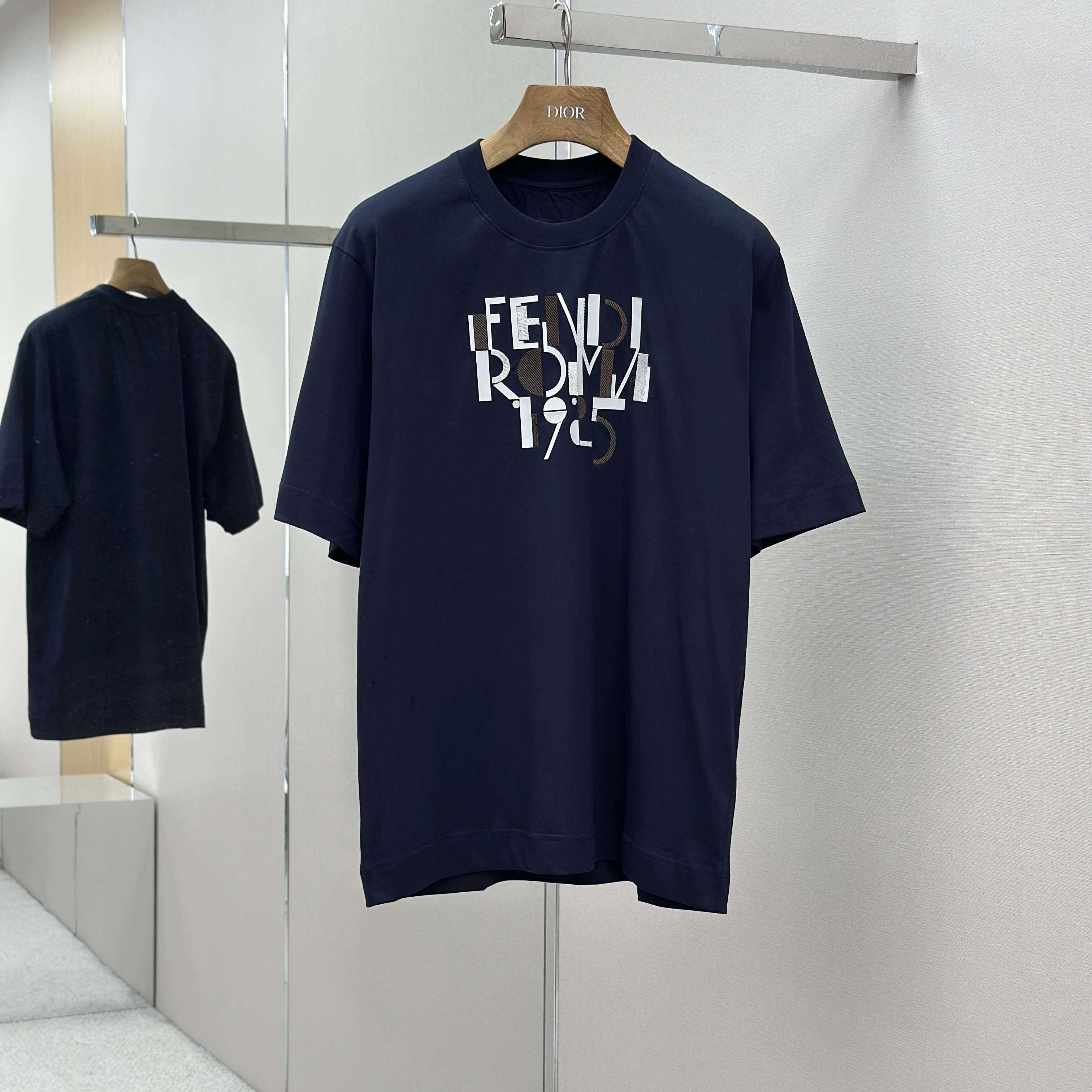 Fendi Dark Blue Cotton T-shirt - FashionPlug