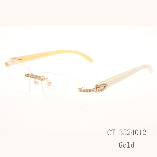 Cartier CT_3524012 Diamond White Buffalo Eyeglasses In Gold - FashionPlug
