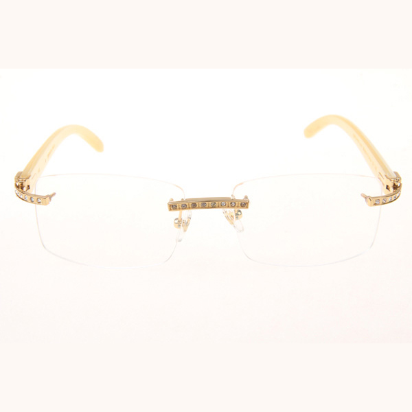 Cartier CT_3524012 Diamond White Buffalo Eyeglasses In Gold - FashionPlug