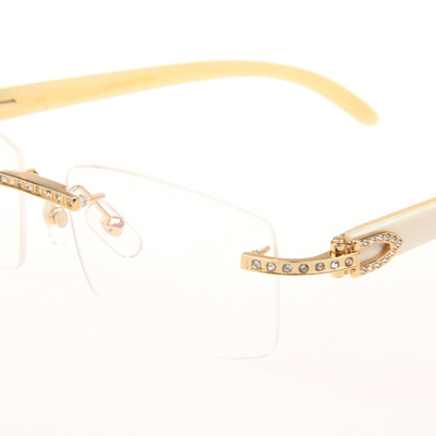 Cartier CT_3524012 Diamond White Buffalo Eyeglasses In Gold - FashionPlug