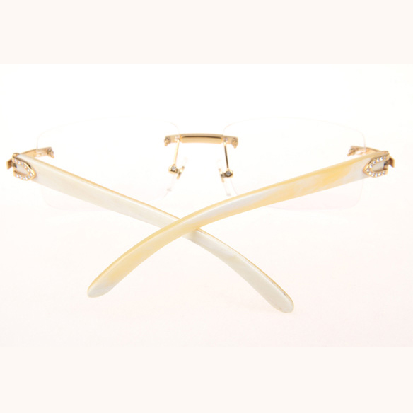 Cartier CT_3524012 Diamond White Buffalo Eyeglasses In Gold - FashionPlug