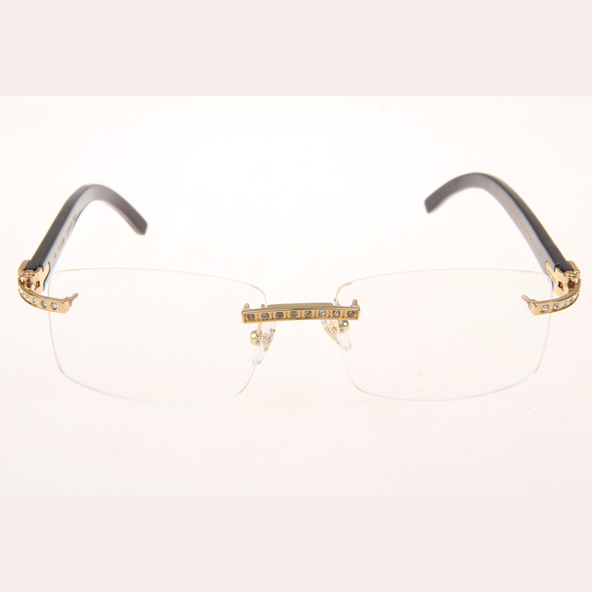 Cartier CT_3524012 Diamond Black Buffalo Eyeglasses In Gold - FashionPlug