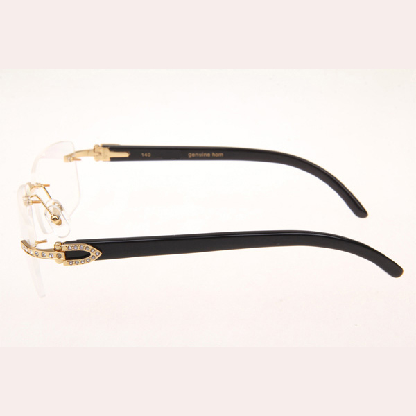 Cartier CT_3524012 Diamond Black Buffalo Eyeglasses In Gold - FashionPlug