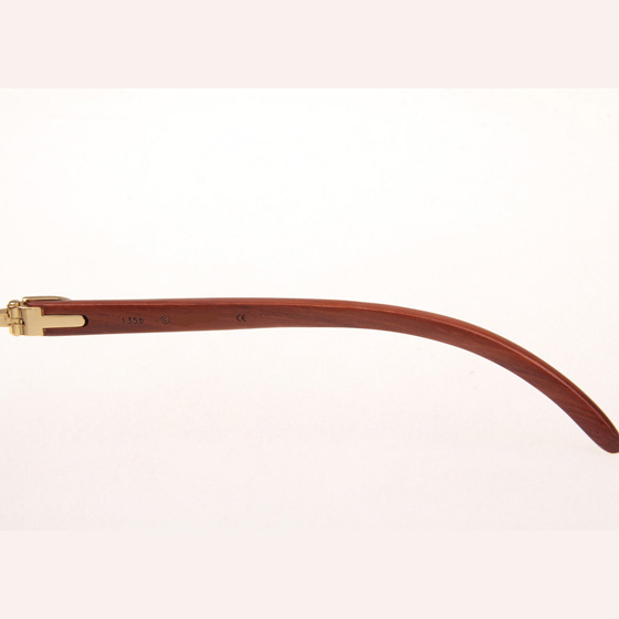 Cartier CT_3524012 Diamond Wood Eyeglasses In Gold_Brown - FashionPlug