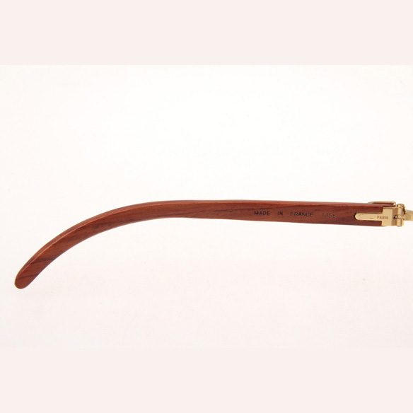 Cartier CT_3524012 Diamond Wood Eyeglasses In Gold_Brown - FashionPlug