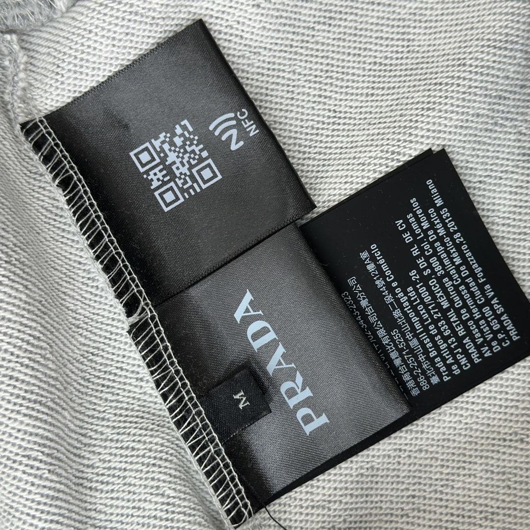 Prada Marble Gray Long-sleeved Cotton Polo Shirt - FashionPlug