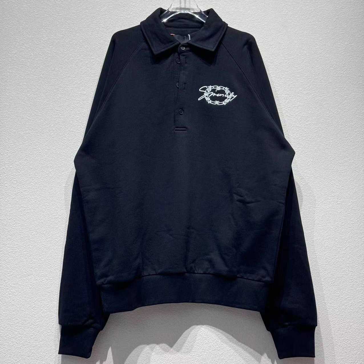 Givenchy Embroidered Logo Fleece Polo Sweatshirt In Black - FashionPlug