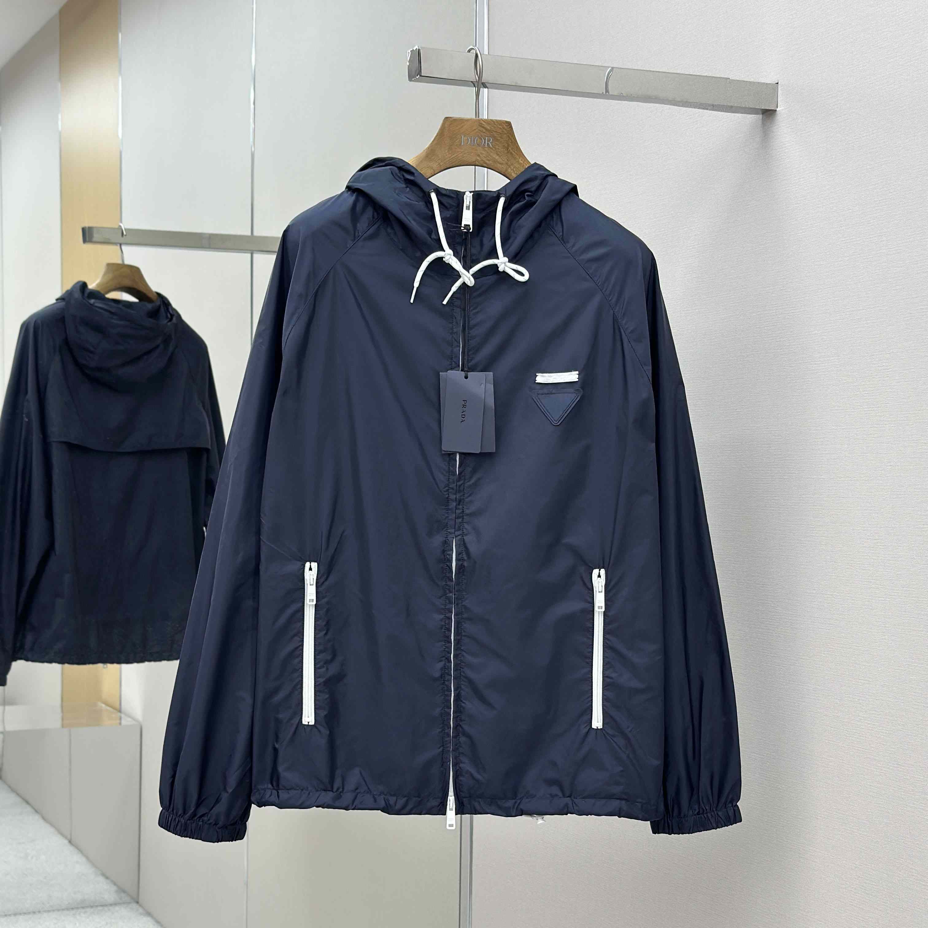 Prada Navy Blue Re-Nylon Wind Breaker - FashionPlug