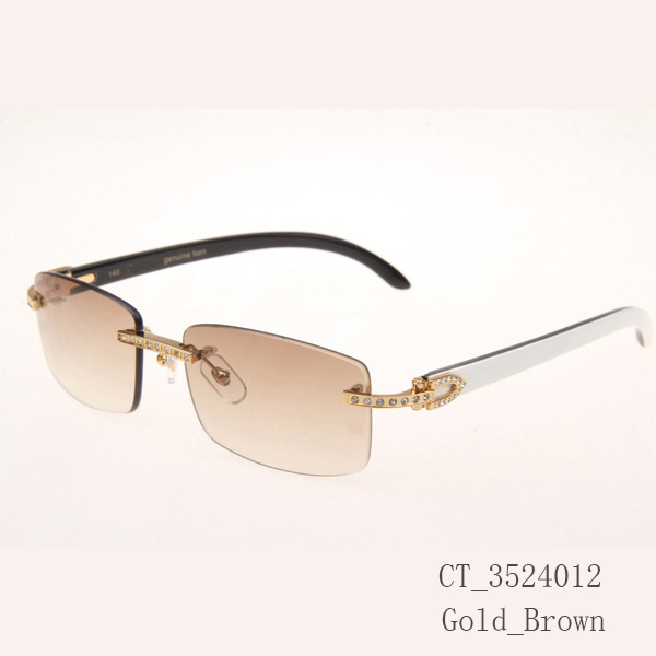 Cartier CT_3524012 Diamond White Mix Black Buffalo Eyeglasses In Gold Brown - FashionPlug