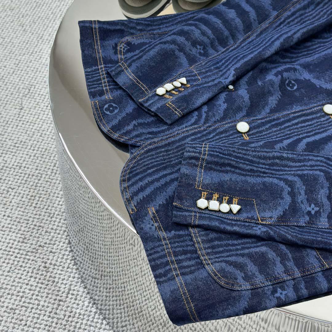 Louis Vuitton Chic Collarless Denim Jacket   1AHUXT - FashionPlug
