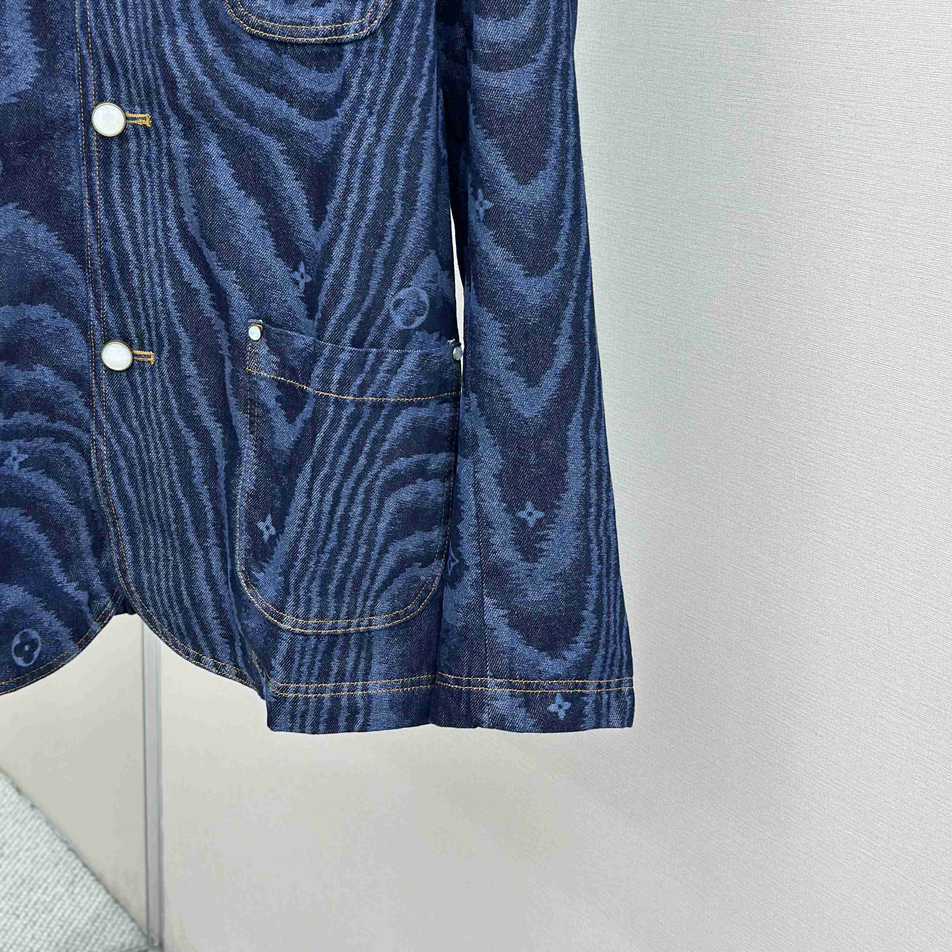Louis Vuitton Chic Collarless Denim Jacket   1AHUXT - FashionPlug