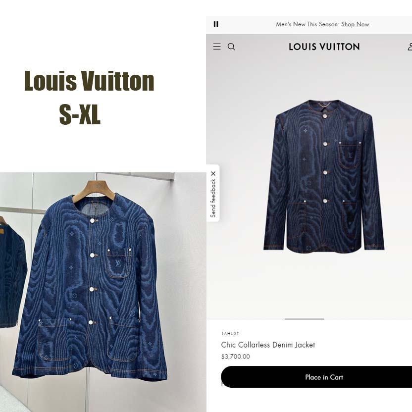 Louis Vuitton Chic Collarless Denim Jacket   1AHUXT - FashionPlug