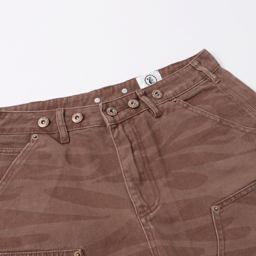 Hellstar Brown Camo Denim Shorts - FashionPlug