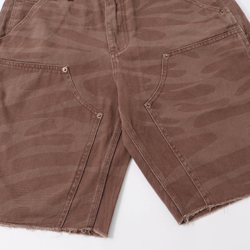 Hellstar Brown Camo Denim Shorts - FashionPlug