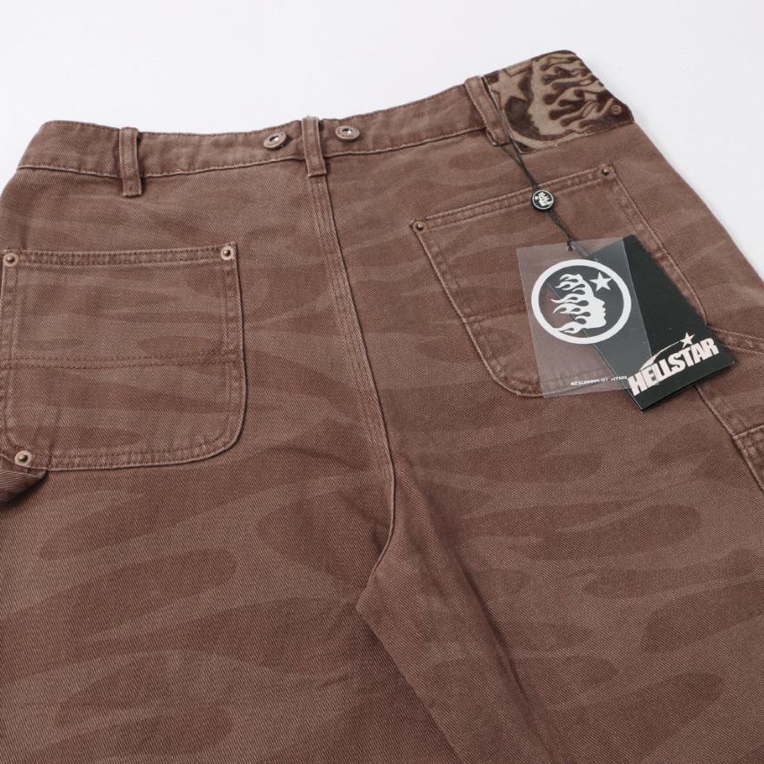 Hellstar Brown Camo Denim Shorts - FashionPlug