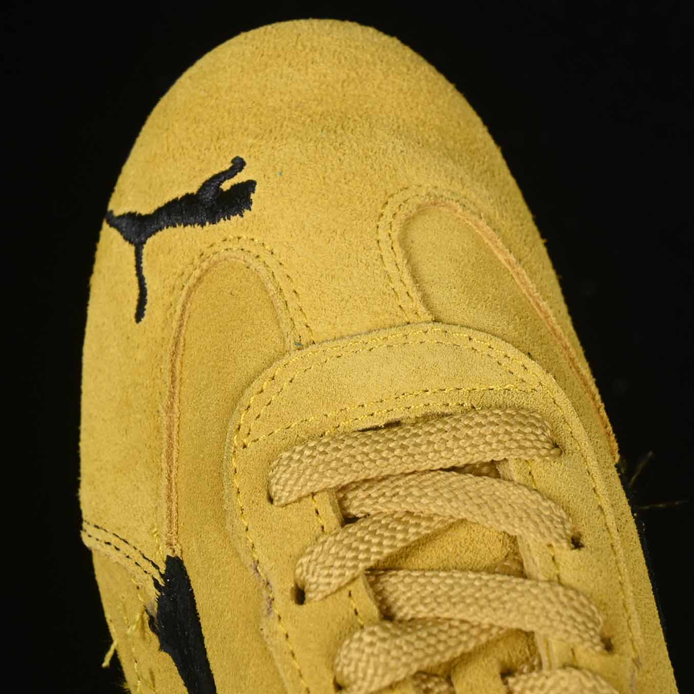 Balenciaga Speedcat Suede Balenciaga In Yellow And Black Distressed Suede Cowskin - FashionPlug