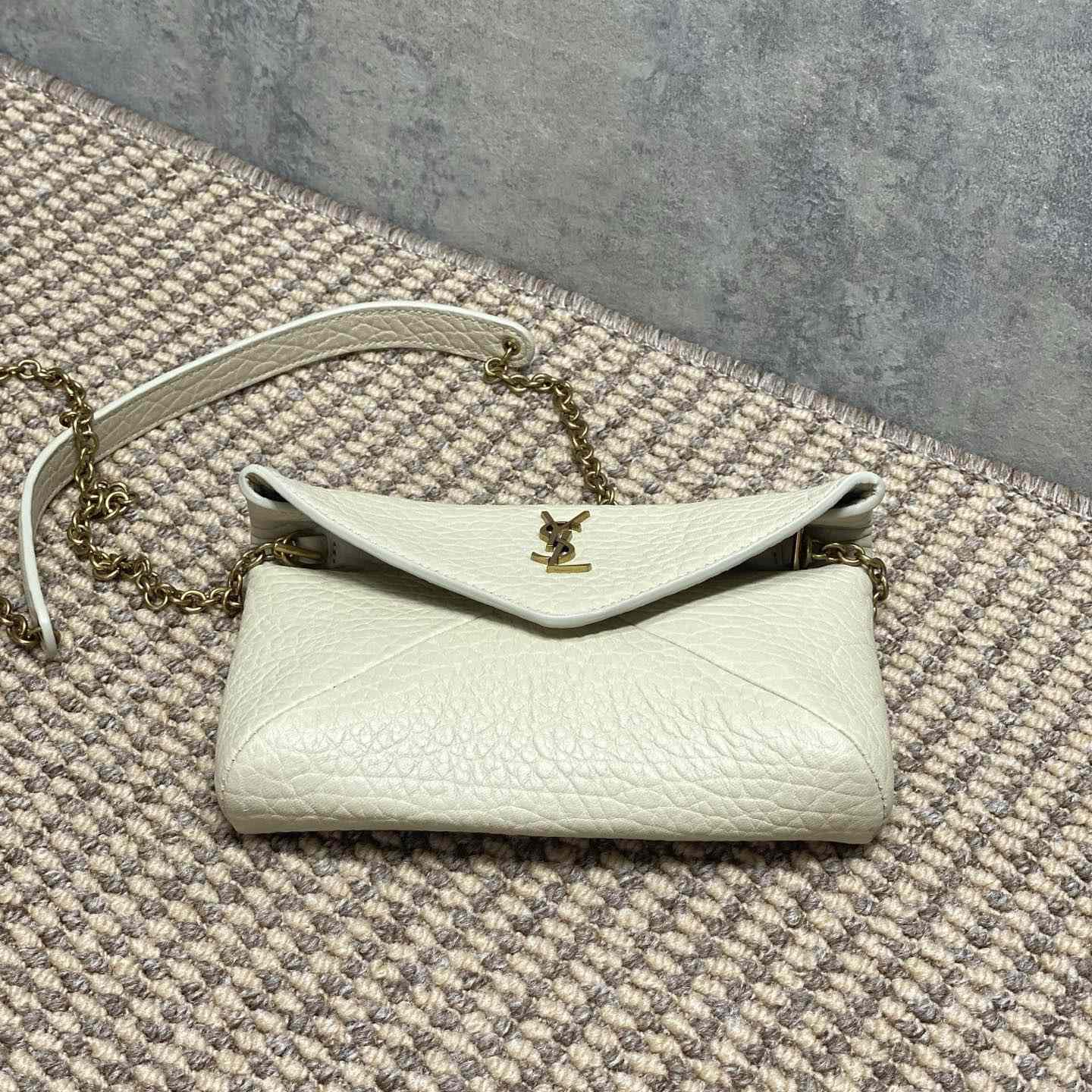 Saint Laurent Cassandre Chain Pouch In Lambskin - FashionPlug