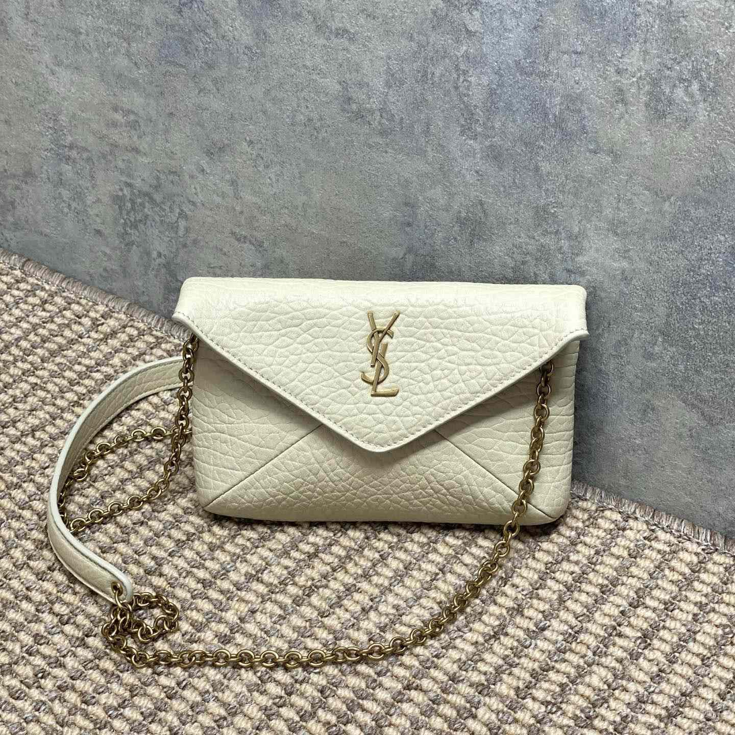 Saint Laurent Cassandre Chain Pouch In Lambskin - FashionPlug