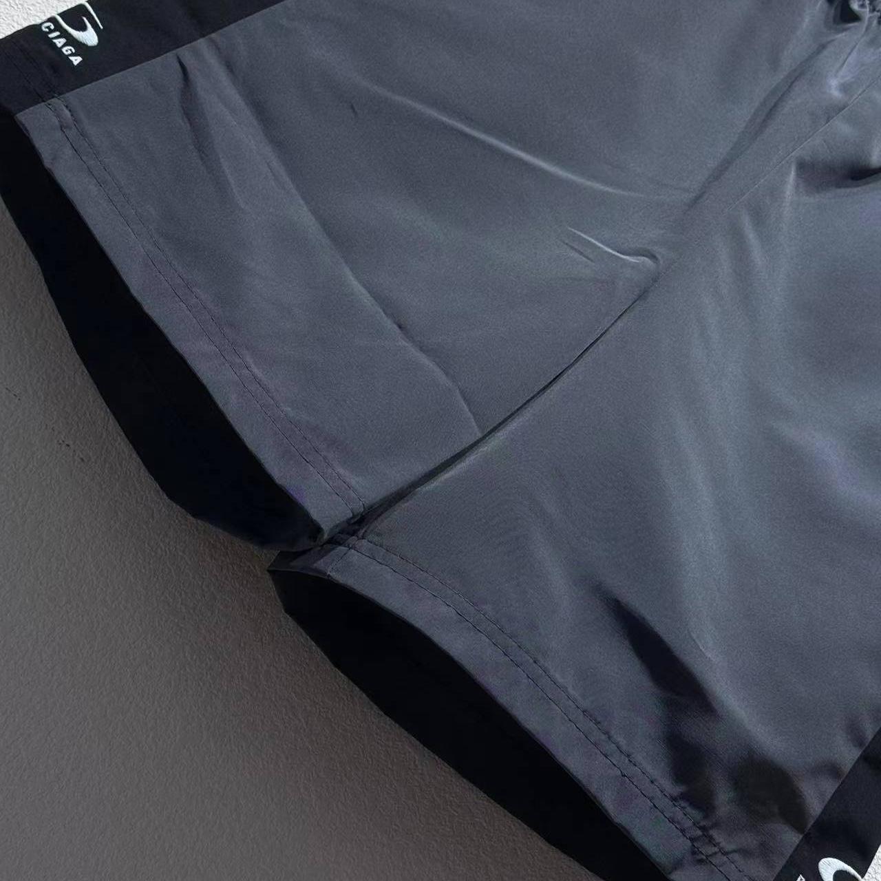 Balenciaga Loop Sports Icon Basketball Swim Shorts In Anthracite And Black - FashionPlug