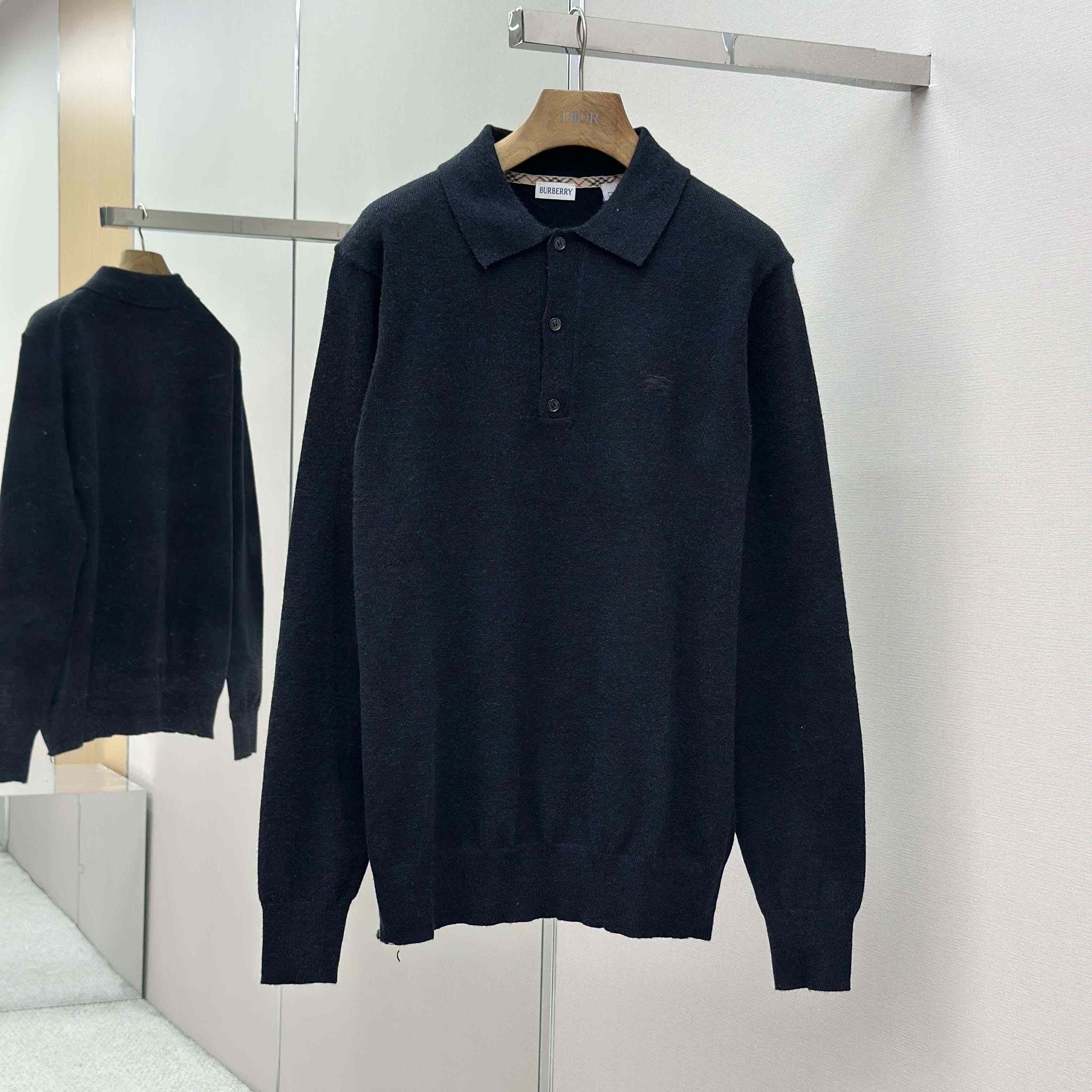 Burberry Long-sleeve Cashmere Blend Polo Shirt - FashionPlug