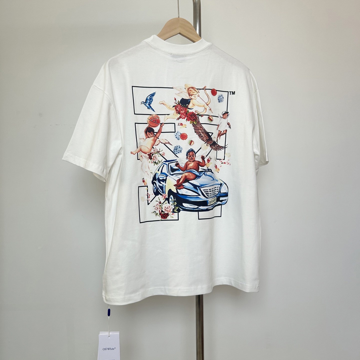 Off-White White Fresco Arrow T-Shirt    - FashionPlug