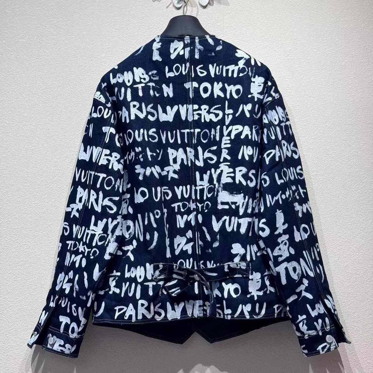 Louis Vuitton Denim Collarless Jacket  1AILLL - FashionPlug