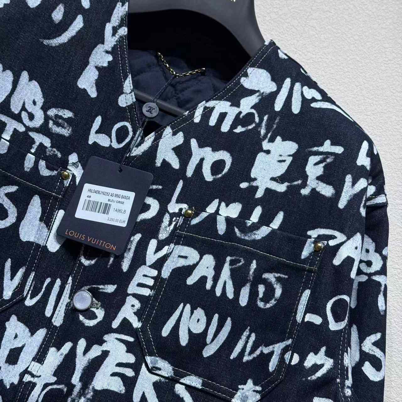Louis Vuitton Denim Collarless Jacket  1AILLL - FashionPlug