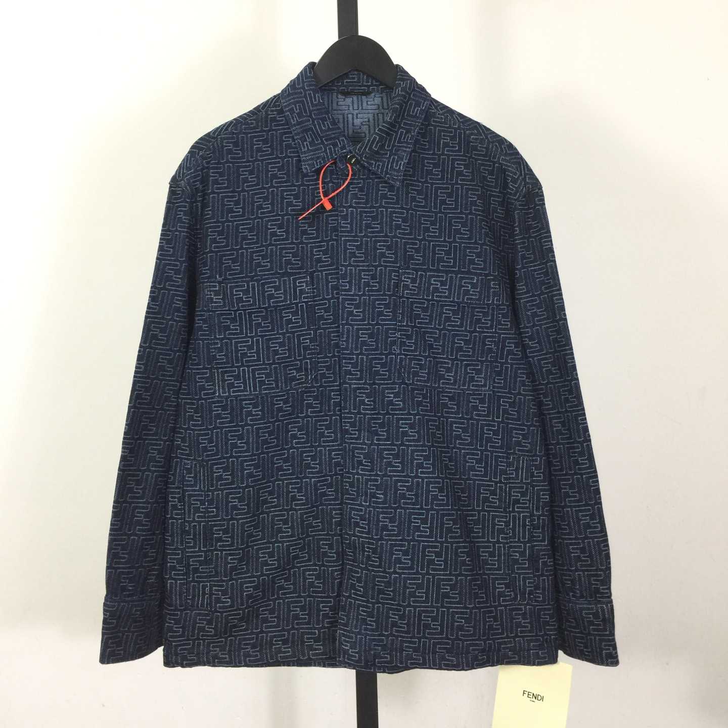 Fendi Blue FF Jacquard Denim Jacket - FashionPlug