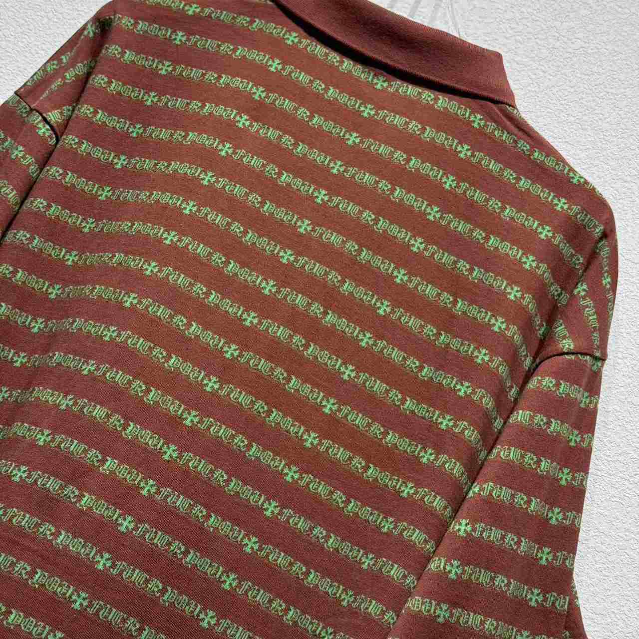 Chrome Heart Striped Polo Shirt - FashionPlug