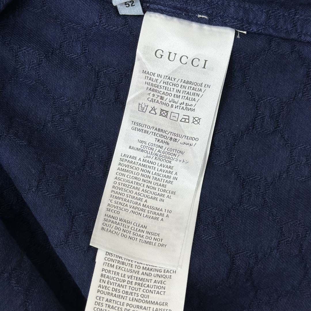 Gucci Bleached GG Cotton Denim Jacquard Shirt - FashionPlug
