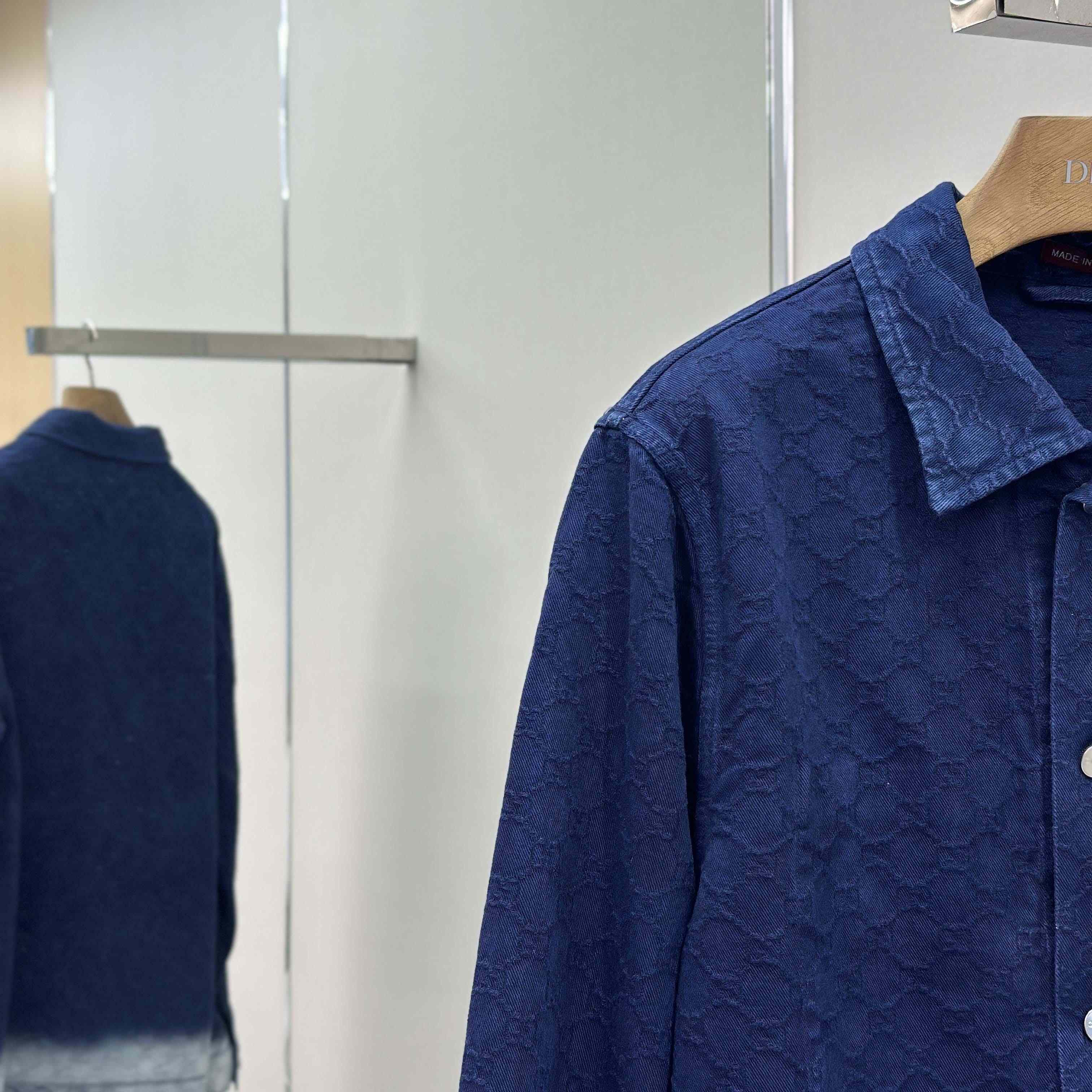 Gucci Bleached GG Cotton Denim Jacquard Shirt - FashionPlug