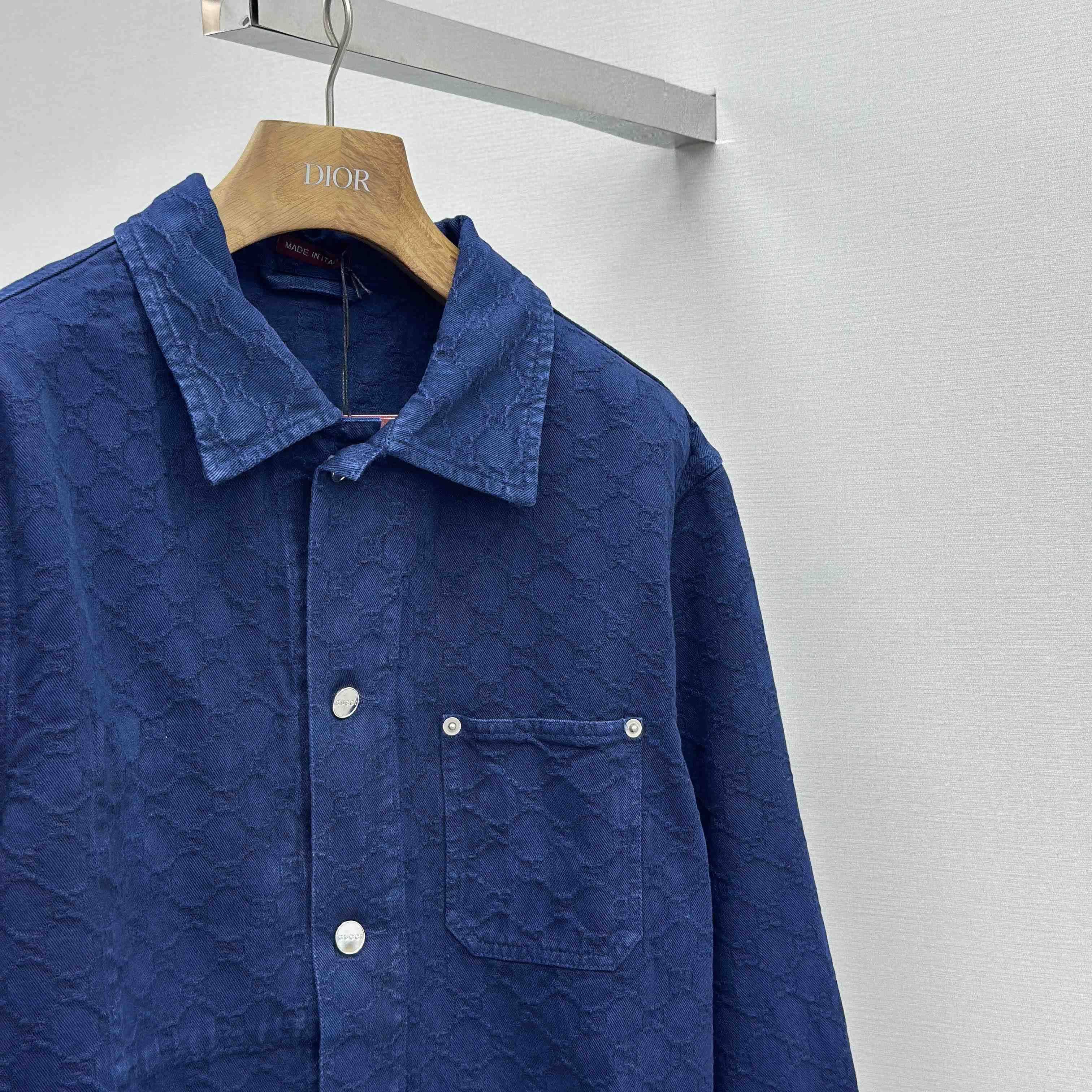 Gucci Bleached GG Cotton Denim Jacquard Shirt - FashionPlug