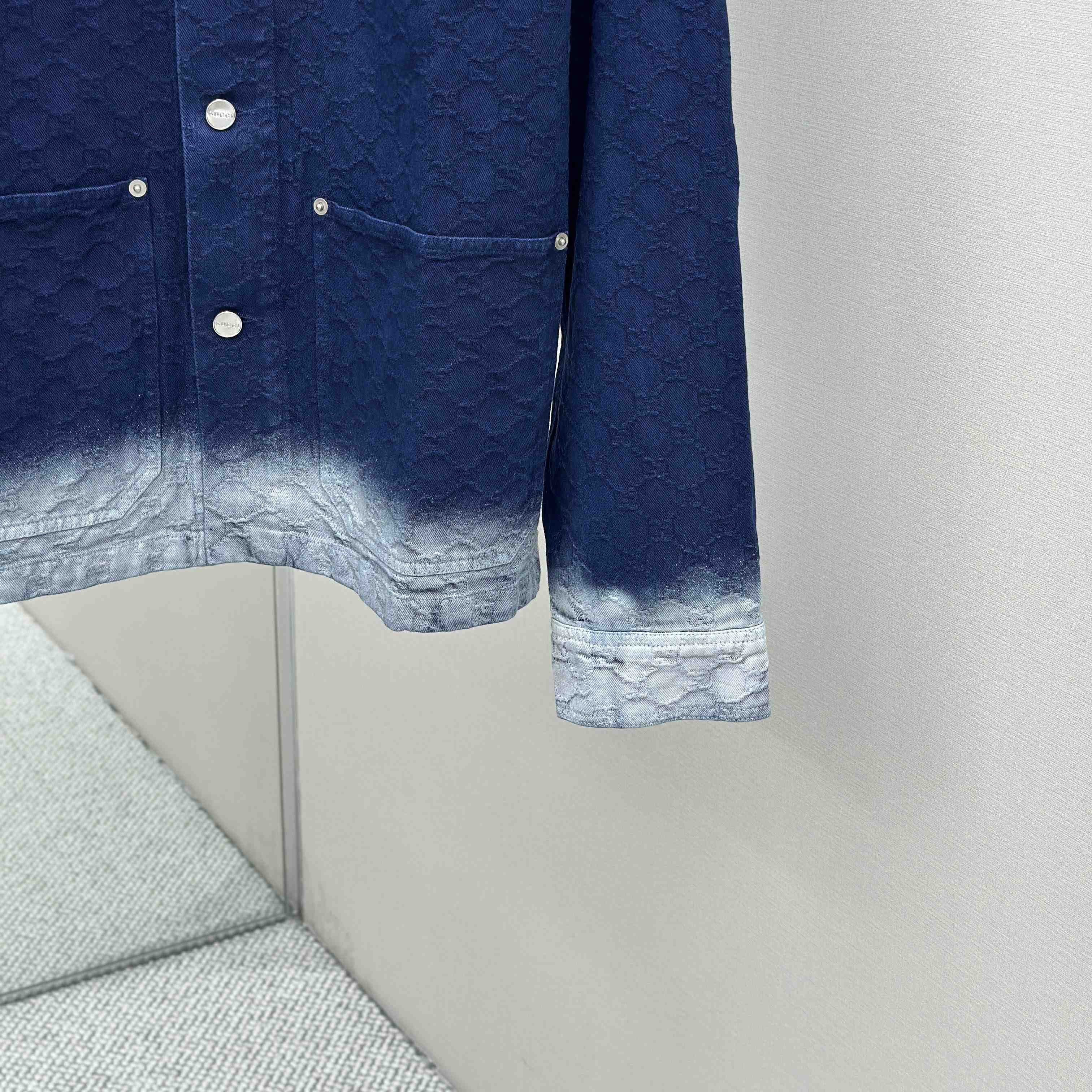 Gucci Bleached GG Cotton Denim Jacquard Shirt - FashionPlug