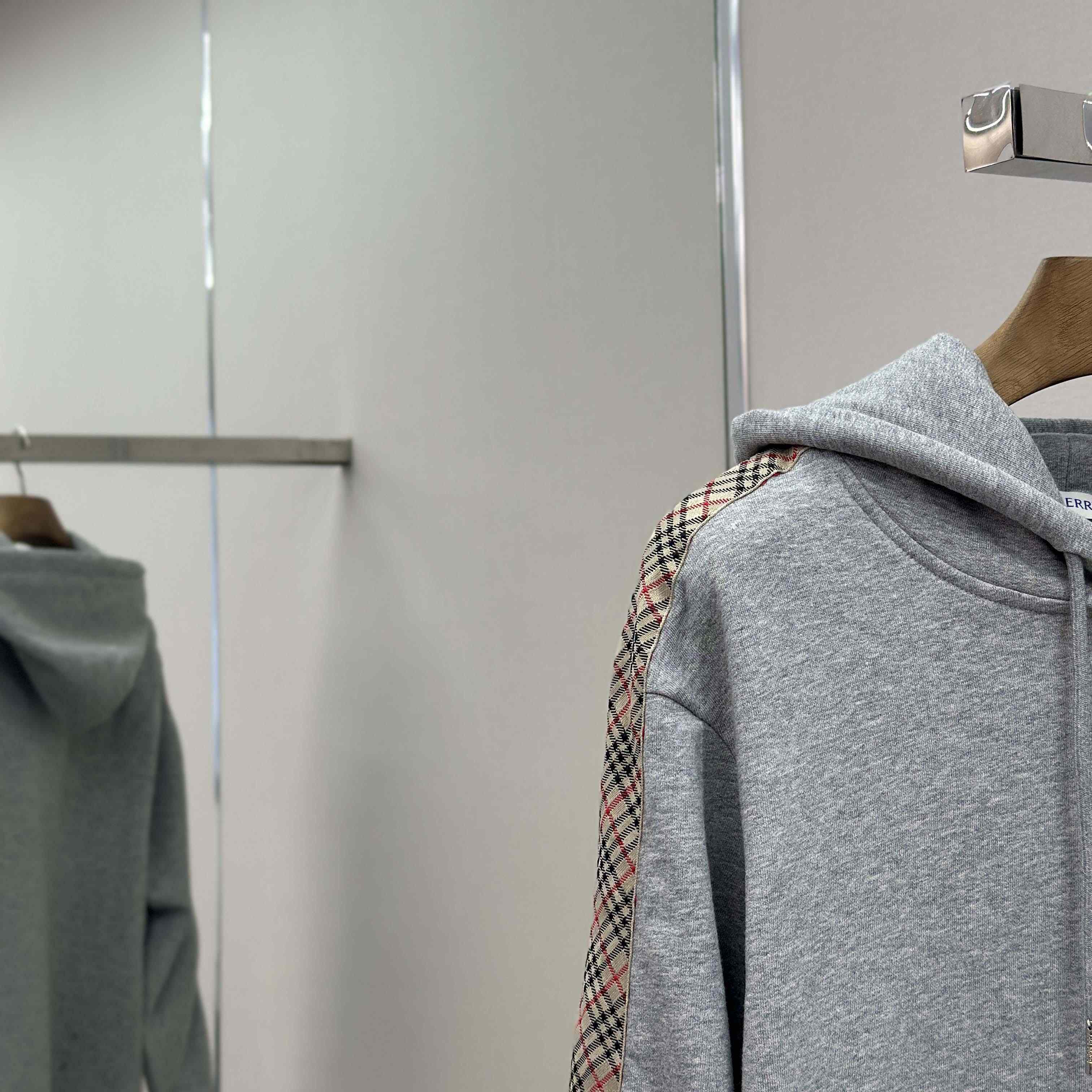 Burberry Check Trim Cotton Hoodie - FashionPlug