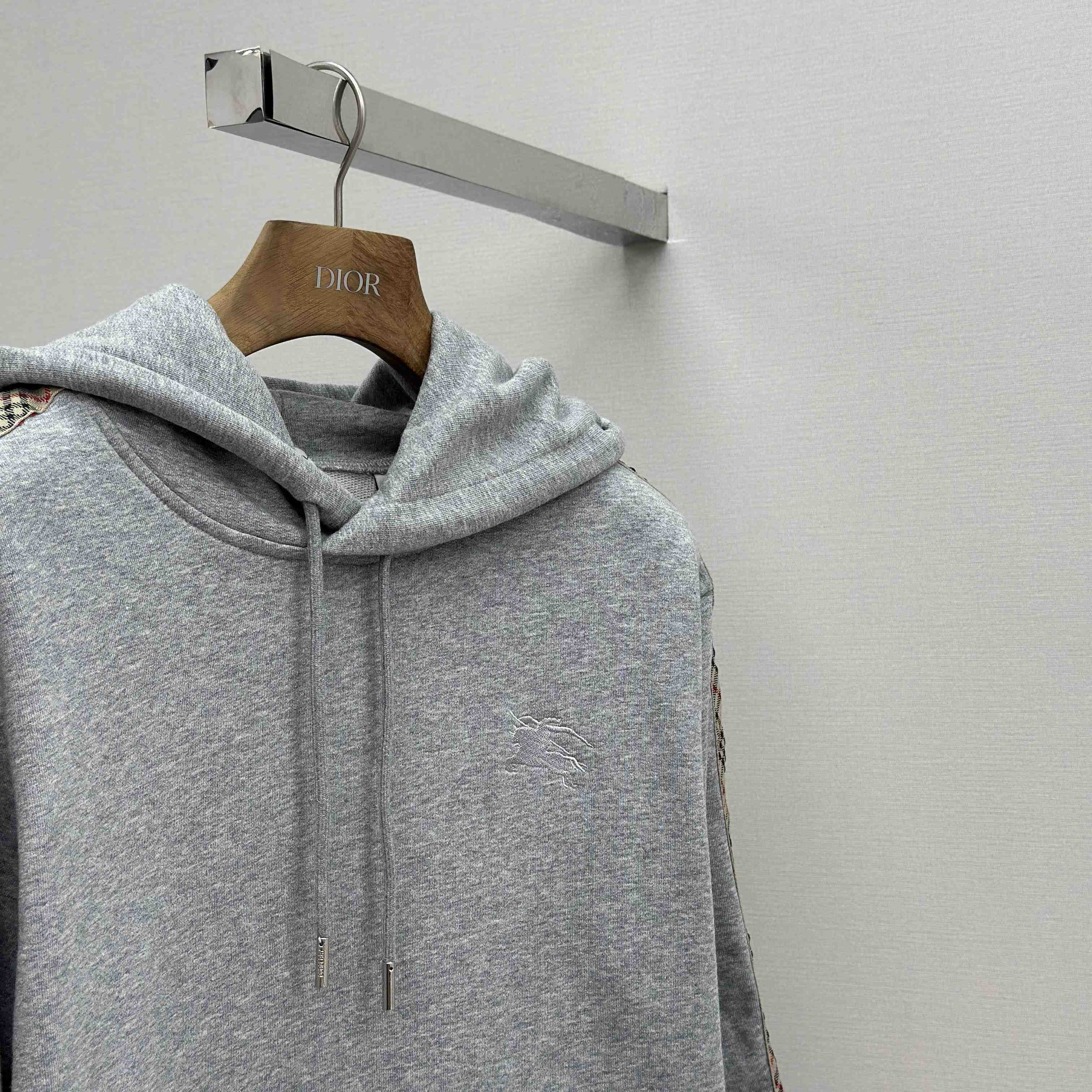 Burberry Check Trim Cotton Hoodie - FashionPlug